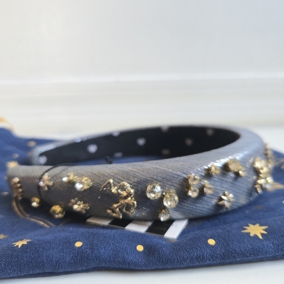New LELE SADOUGHI Zodiac Gemini Alice Hand Embellished Lurex Headband Pewter NWT main image 6